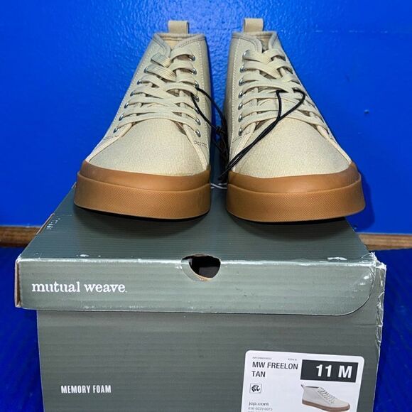 Size 11- Men’s Mutual Weave Casual Athletic Lace Up Freelon Tan Boot Shoes NEW - Picture 3 of 8